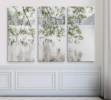 Wexford Home Lake Crescent Rainy Day 3 Panel Gallery Wrapped Wall Art