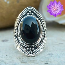 Black Onyx Gemstone 925 Sterling Silver Ring Handmade Jewelry Ring For her