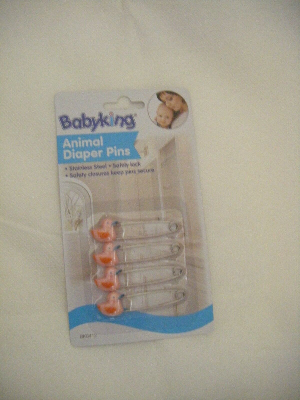 1 New Gift Package Of 4 Pink Ducks Safety Baby Diaper Pins Vinta