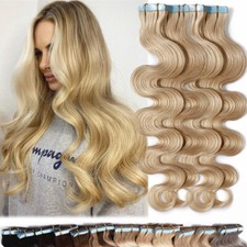 Tape In Body Wave Hair Extensions 100 Remy Human Hair Skin Weft THICK 150G 60PCS
