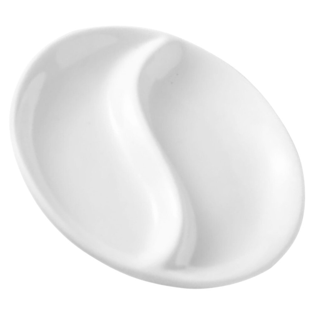 Bandeja de aperitivos para tazas cuencos de salsa de inmersión doble plato de condimento de cerámica