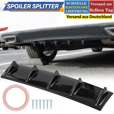 Heck Spoiler Lippe Hecklippe Diffusor für Stoßstange mit 5-Finnen Schwarz Glanz