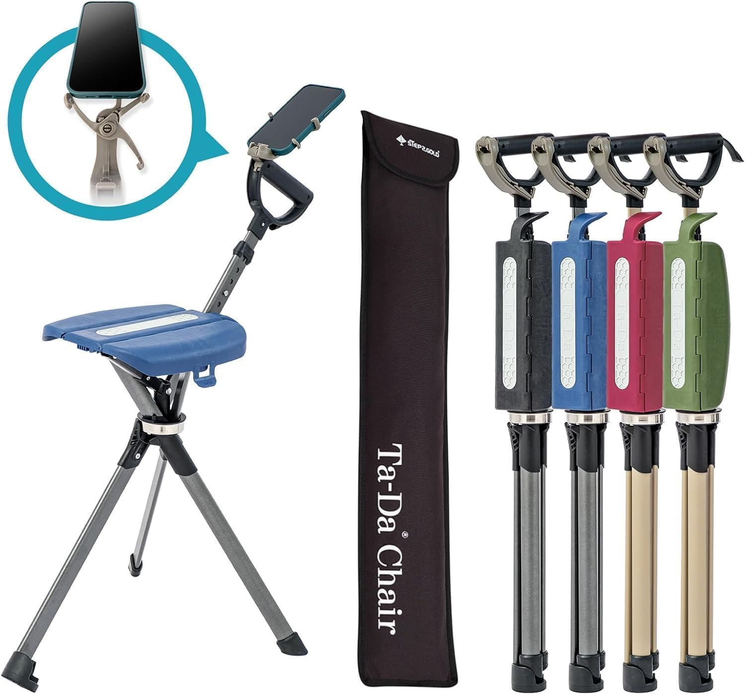 Ta-Da Chair Series 2 PRO, Portable Trekking Hiking Pole, Folding Walking Stick w