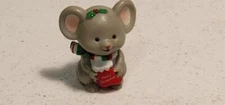 Vintage 1980's Russ Berrie & Co MOUSE w /Holly Scarf & Merry Christmas Stocking