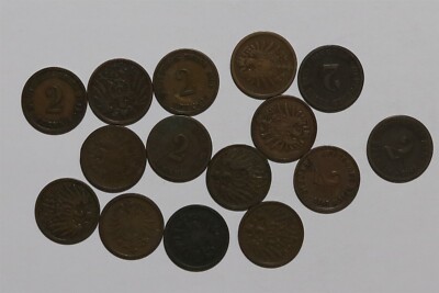 GERMANY EMPIRE 2 PFENNIG LOT MANY EARLY DATES B46 WM37.