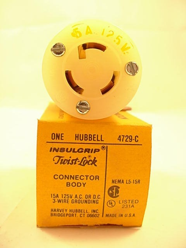 Hubbell 4729-C 15 A 125V Twist Lock Connecting Body Ships Same Day