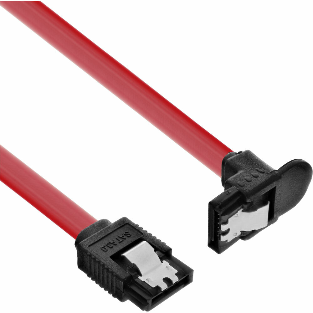 INL InLine® Cavo SATA III (6Gb/s), SATA a SATA, 0,75m, rosso, chiusura a scatto