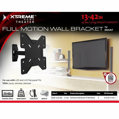 NEW XTREME HOME THEATER FULL MOTION WALL TV BRACKET MOUNT 1342" TILT