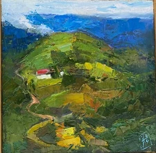 Original Landscape Autumn in Carpathians Oil Painting Impressionism ART Ukraine