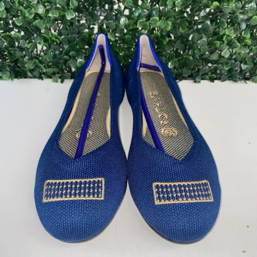 NWOB Rothy’s “THE FLAT” Blue/Beige Knit Round Toe Slip On Flats Women’s Size 7 - Picture 2 of 4