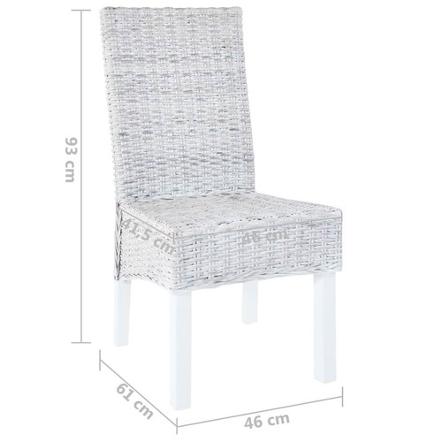 2 Pcs Dining Chairs Kubu Rattan Stylish Elegant Kitchen Seat Furniture Handmade - Picture 8 of 8