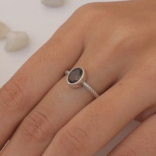 Solid 925Sterling Silver Natural Smoky Quartz Ring Gemstone Jewelry For Her L 61