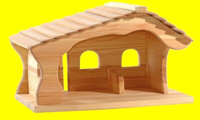 OSTHEIMER 5550113 Weihnachtskrippe Krippenstall aus Holz Maße 47x30x30 cm 