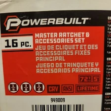 RATCHET SOCKET ACCESSORY SET Powerbuilt Pro Tech 16 Pc FLEX U-JOINT EXTENSIONS