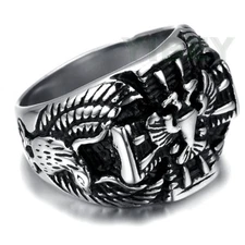 Mens Stainless Steel IMPERIAL ROMAN EAGLE EMPIRE Ring Signet Rock Band Size 8-13
