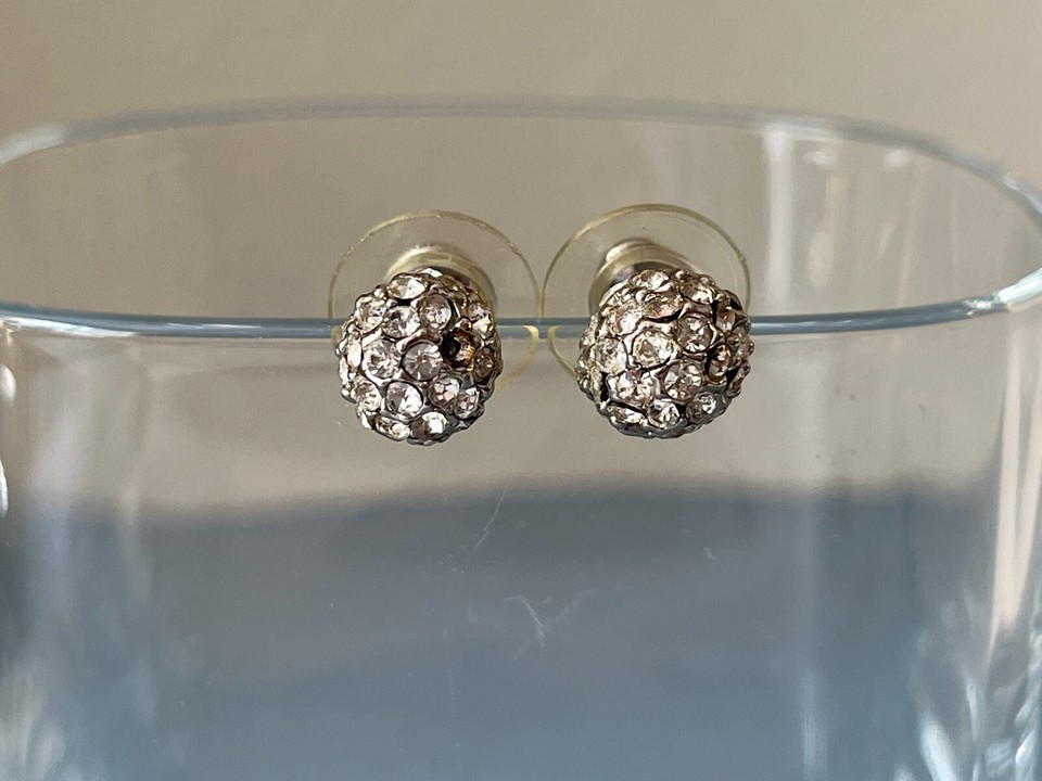 Vintage Crystal Rhinestone Round Ball Statement Stud Post Earrings | eBay