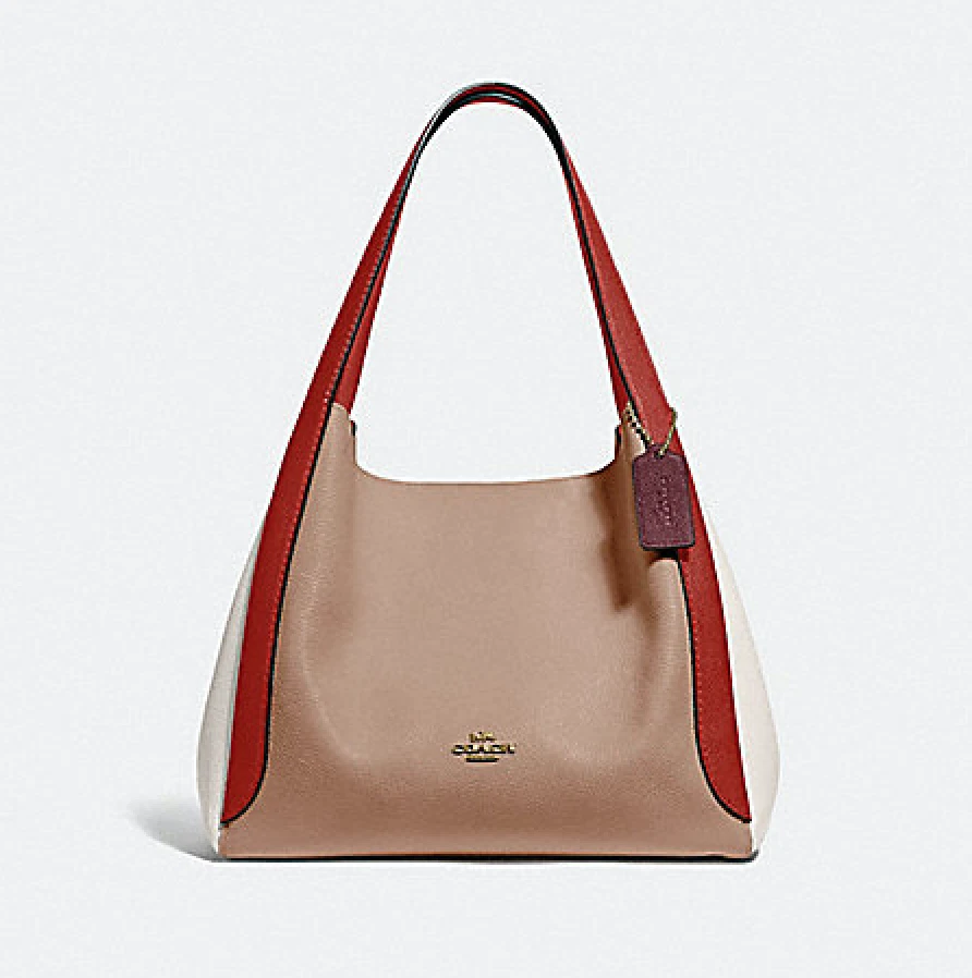 HADLEY HOBO IN COLORBLOCK COACH 76088 GD TAUPE RED SAND MULTI eBay