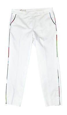 Maison Common White Piped Mid Rise Straight Leg Ankle Pants Size 34/2