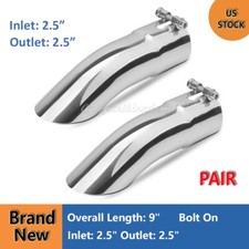 Pair For 2.5 Inlet 2.5 Outlet 9 Ol Stainless Steel Turn Down Exhaust Tail Tip