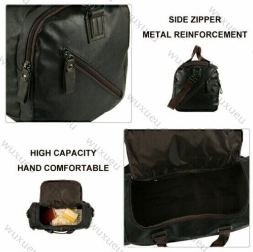 Reisetasche Leder Weekender Sporttasche Schulter Tasche Herren Schwarz XXL B - Bild 8 von 9