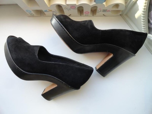 Women Clarks Heels Black Suede 38 #7AXZ