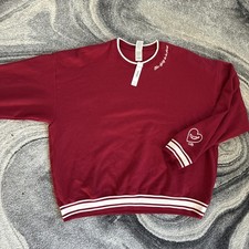 New Victoria  s Secret Pink Sweatshirt XL Red Fleece Spicy Sweet Logo Top NWT