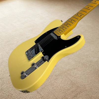 Electric Guitar Cream Yellow Color Mahogany Body Maple Fretboard Tele Guitar