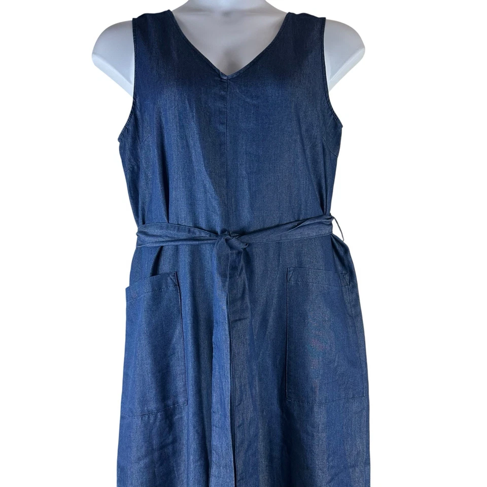 Mono Robert Louis Talla Grande Azul Oscuro Sin Mangas Corbata Cinturón NUEVO Foto 2 de 4