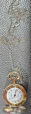 Colibri Quartz Full Hunter Pocket Watch Silver Gold Tone White Dial with Chain