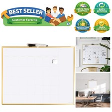 Magnetic Dry Erase Monthly Calendar Whiteboard 16" x 20", Gold Aluminum Frame...