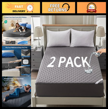 2 Pack Waterproof Mattress Protector Full Size, Deep Pocket 6"-15" Soft Cover