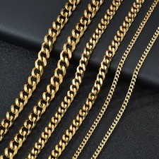 Mens Boys Curb Chain Stainless Steel Silver 3mm-8.0mm Cuban Necklace Men&Woman