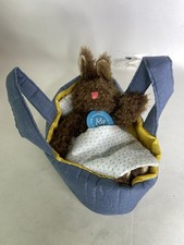 Manhattan Toy Moppettes Beau Bunny Stuffed Animal in Basket With Blanket Playset