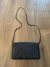 Vintage Saks Fifth Avenue Black Patent Leather Convertible Shoulder Clutch
