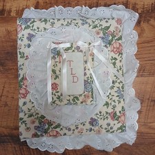 Vtg 80s Fabric Ruffles Lace Floral Photo Album Scrapbook Cottage Binder READ