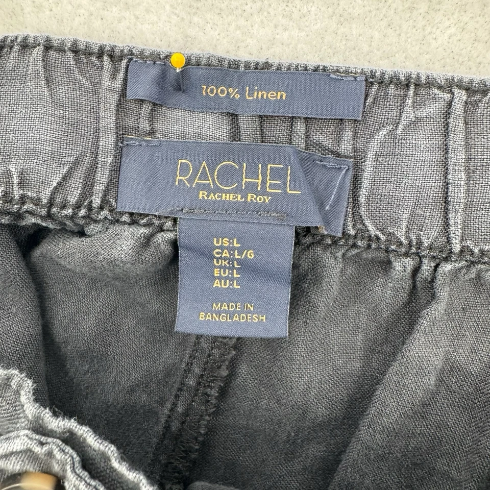 Pantalones cargo Rachel Roy para mujer grandes calce relajado lino gris utilitario informal boho Foto 3 de 4