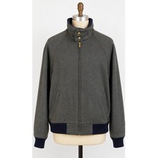 Pendleton Vintage Country Traditionals Herringbone Bomber Jacket Men L Grey USA