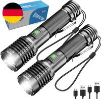 Wholefire 2 StüCk Led Taschenlampe Aufladbar, Super Helle 20000 Lumen Taschenlam