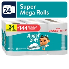 Angel Soft 2-Ply Toilet Paper, 24 Super Mega Rolls