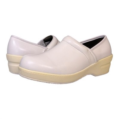 Women's Spring Step Selle White Leather Work Clog Shoes