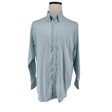 Psycho Bunny Men's Long Sleeve Geometric Blue Dress Shirt Size XL Button-Down