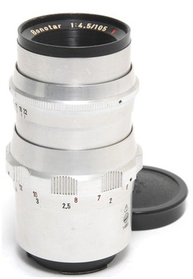 @ Vintage Feinmess Dresden Bonotar 4.5/105mm red V lens for Exakta Mount NOTTEST