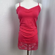 Y2K Lace Trim Cami Top Womens Large Coral Fairy Layering Coquette Festival