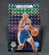Tyrese Maxey Thunder Road Green Prizm 2024-25 Mosaic Basketball Card #12 76ers