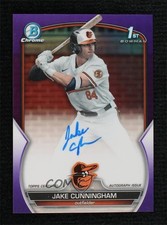 2023 Bowman Draft Chrome Prospect Purple Refractor Jake Cunningham Auto 0o3x