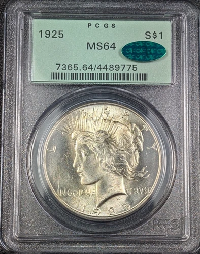 1925 Peace Silver Dollar $1 PCGS OGH MS64 CAC - Ships Free!
