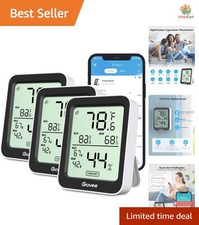 3-Pack Bluetooth Hygrometer Thermometers with Smart Alerts for Home Monitoring