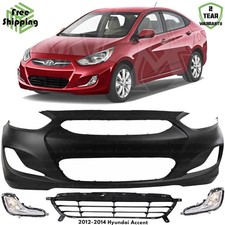Front Bumper Cover Fascia Lower Grille Kit For 2012-2014 Hyundai Accent