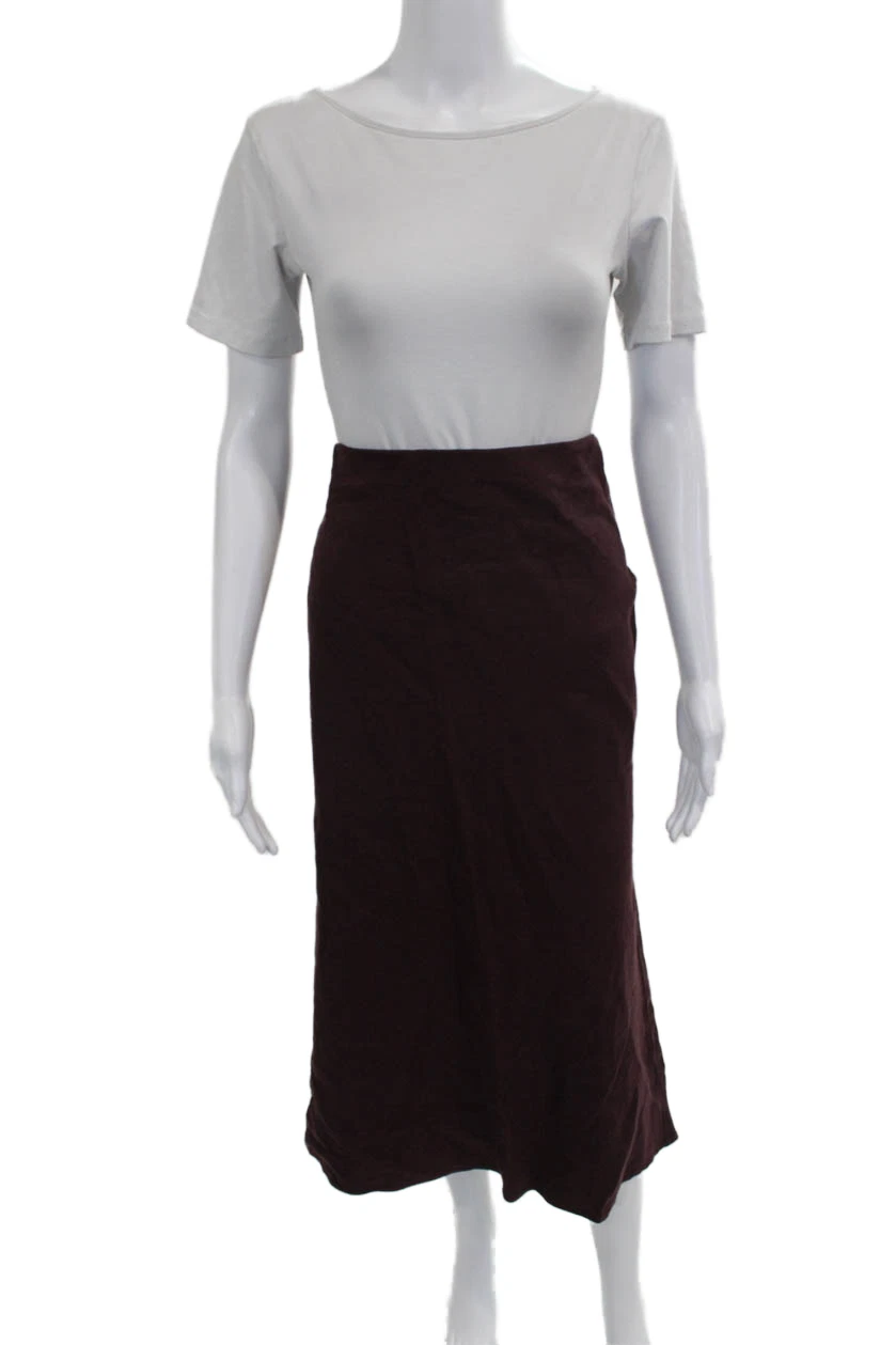 Anthropologie Womens Red Linen Blend Maxi Skirt Size M