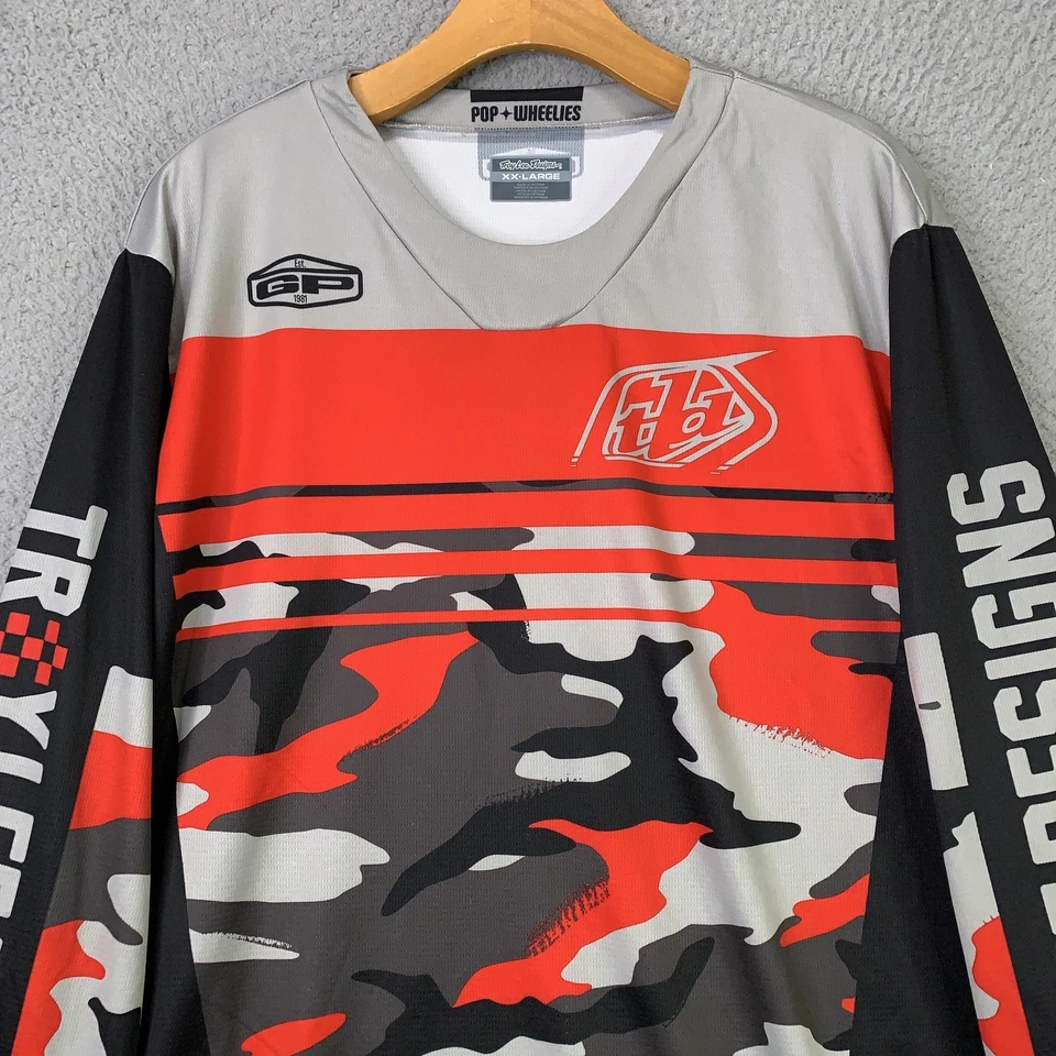 Troy Lee Designs Shirt Mens 2XL Red Black Camo Jersey Motocross MTB Biker MTX - Imagem 4 de 4